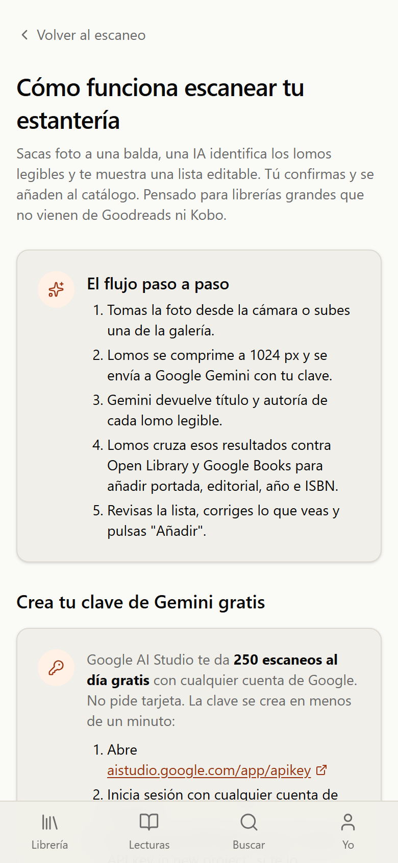 Página de ayuda del escáner con los consejos para sacar la foto